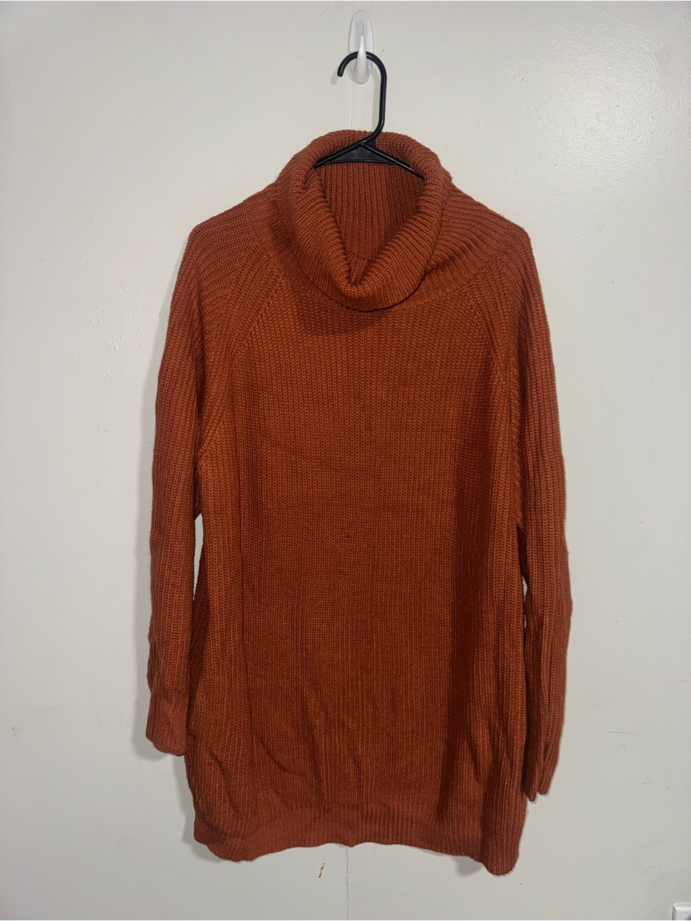 Women’s Cozy Rust Orange Cowl Neck Sweater Tunic With Pockets Size XL
